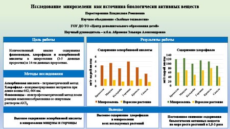 Исследование  микрозелени  как источника биологически активных веществ